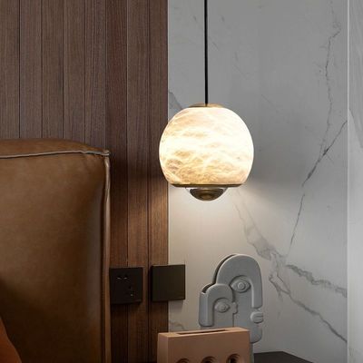 Lüks İç Ev Dekorasyonları Doğrusal Asma Mutfak Adası Oturma Odası Yatak Odası Yuvarlak Top Alabaster Çerim