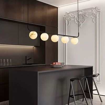 Toptan Demir Modern Restoran Lamba Yatak Odası Yatak Odası Yemek Odası Lüks Alabaster Mermer Top Lamba Işık