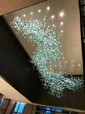Dekoratif Sanat Otel Salonu Kristal Cam Şamdanlar Tavan Montajlı Şamdan