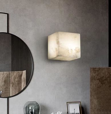 Kare Alabaster Işık Modern Led Oda Işığı Yeni Tasarım Nordic Otel Yatak Odası Yatak Koridoru Bakır Mermer Duvar Işığı