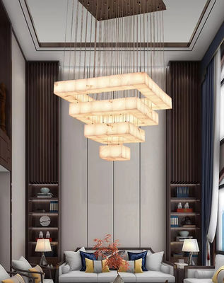 Tam Bakır Mermer Merdiven Uzun Kolye Işık Modern Minimalist Tasarımcı Villa Oturma Odası Yaratıcı Dekorasyon Alabaster Lamba