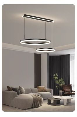 Modern Basit Yemek Odası Işıkları Üç Çember İçeriye Eğlenmiş Yatak Odası Işıkları Alt Yanan Lambalar ve Fenerler Uzun Pendant Işık