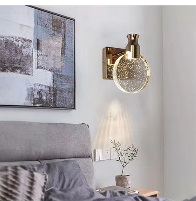 Modern LED Balon Kristal Chrome Lamba Kristal Yuvarlak Scone Yatak Yanı Scone Lamp ile Dekore