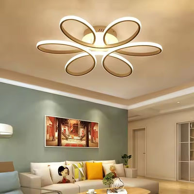 Hafifletilebilir Altın Yüzey Montajlı Led Akrilik Tavan Işığı Minimalist Yaratıcı Yüzük Asılı Işık Çiçek Şekli Modern
