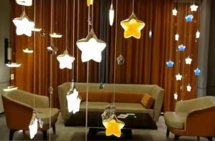 Antika cam yıldız ay yıldızlı gökyüzü asma lamba yatak odası yatak lambası merdiven restoran bar tezgah villa otel çift kat