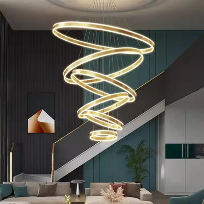 Modern Çanakkale Büyük LED Kolye Işık Aygıtı Lüks Akrilik Düzenlenebilir Daire Otel Yemek Odası için Yüksek Tavan Halka Lamba