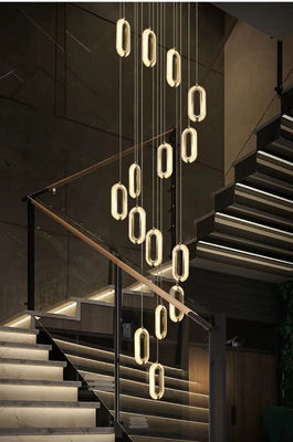 3200-6500K Üç Renkli Değişken Işık LED Çerçeve Modern Işık Lüks Akrilik Oval Kolye Ev ve Restoran İçin