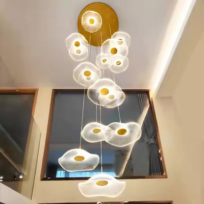 Modern Lotus Yaprak Tasarımı LED Tavan Akrilik Işık Merdiven Lüks Ev Dekoratif Işık Çanakkale