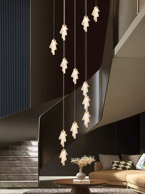 Modern Salon Villa döner akrilik merdiven ışığı Led Art çiçek akrilik avize Özel altın lüks otel merdiven dekoratif ışığı