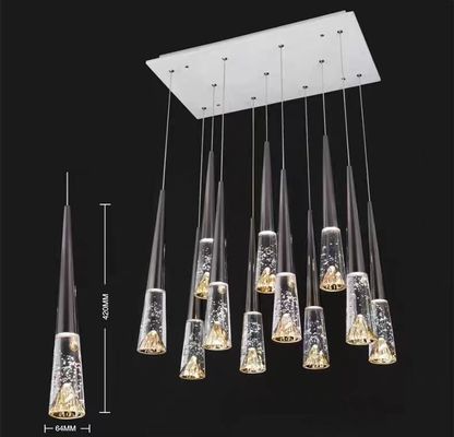 Modern Villa Loft Daire Merdiven Işığı Üç Renkli Değişen Kristal Lustre