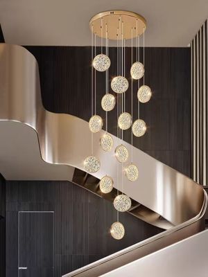 Lüks Otel Lobisi Dekoratif Altın Büyük Boyut Özel Modern Led Tavan Lustre