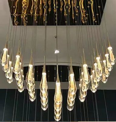 Kapalı Villa Otel Ev G4 ampul Tipi Alüminyum Su Damlası Villa Merdiven Led Kristal Şamdan