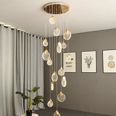 İçeride LED Pendant Işığı Alüminyumlu ve Berrak Kristalli Modern Kristal Yatak Odası Asma Işığı