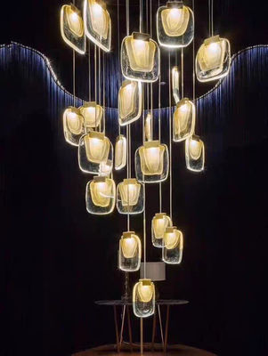 Nordic Light Lüks Tasarımcı LED Işık Çizgi Kristal Cam Kolye Lamba Oturma Odası Yemek Odası Villa Merdiven