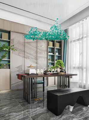 Özel Modern Otel Lobisi Villa Yeşil Taş Sanat Çanakkale LED Lüks Işıklandırma