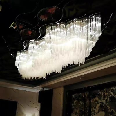 Özel kristal lobisi şamdanı Büyük otel lobisi ziyafet salonu sanat şamdanı standart olmayan mühendislik cam merdiven şamdanı düğün salonu aydınlatması kristal ışık lüks tavan