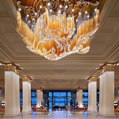 Özel Büyük Büyük Otel Lobisi Ziyafet Salonu Murano Cam Kolye Işık Modern Lüks Şamdanlar Düğün Salonu Dekorasyonları