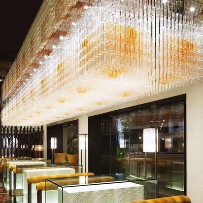 Özel mühendislik lambası ziyafet salonu dikdörtgen kristal lambası kandil satış departmanı kumlu masa lambaları otel lobisi aydınlatması