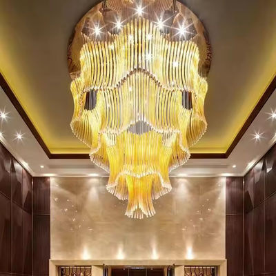 Satış Lobisi Lüks Kristal Işık Standart Olmayan Proje Yuvarlak LED Yaratıcı Sanat Lustre 50000 Saatlik Yaşam Süresi