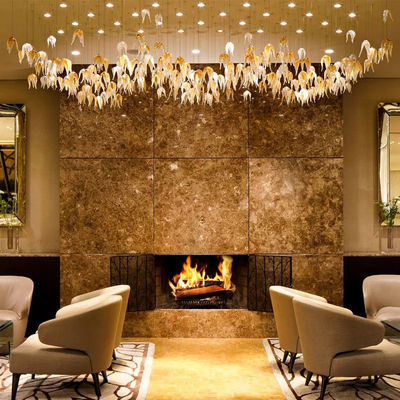 Modern Işık Art Deco Foyer Lustre Paslanmaz Çelik Ve Cam Petal Otel Ön Masa Lambası