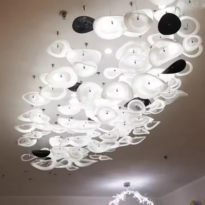 Beyaz Cam Kolye Sanat Cam Otel Lobisi Villa Oturma Odası Lüks Cam Tavan Led Dekoratif Çerim