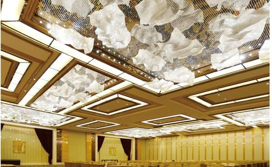 El dokuma Kristal Bulut Landelier Özel Kristal Kurdele Lamba Art Deco yüksek tavan Landeliers