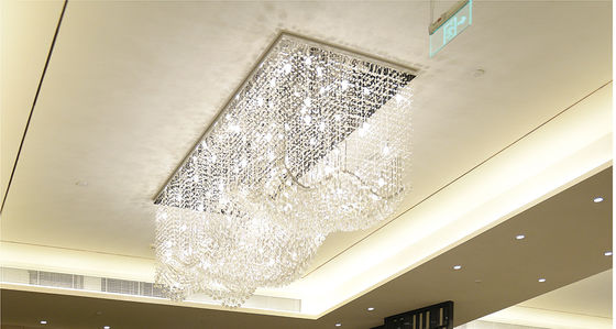 Özel Modern Oturma Odası LED Dalga Dikdörtgen Dizi Kristal Lamba Otel Mühendisliği Kristal Asılı Çerimler