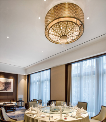 Standart olmayan Özel Otel Restoran Çanakkale Bar Otel Kulübü Çince Hot Pot KTV Büyük Kumaş Sanat Özel Oda Kutusu Işık Rattan Tarzı Dairesel LED Tavan Işığı