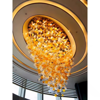 Ev Dekorasyonu için Modern Tasarımlı Kristal Taş Avize, Otel Restoran AVM Lobisi için LED Cam Küre Lamba, AC Güç Kaynağı