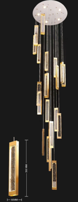 Yeni Modern Lüks Altın Işık Kristal Avize Loft Led Kolye Işıkları Otel Lobisi Merdiven Yüksek Tavan Avizeler Lamba