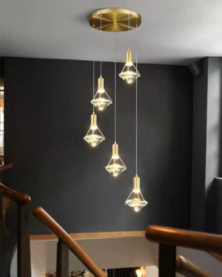 İskandinav Lüks Modern İç Mekan Otel Villa Restoran Elmas Şeklinde Dekoratif Yaratıcı Kristal Avize