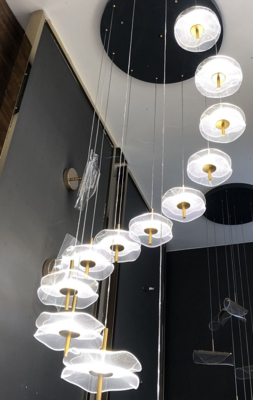 Modern Dekoratif İç Mekan Akrilik LED Avize İskandinav Oturma Odası Otel Çift Lotus Dekoratif Avize