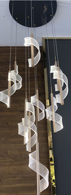 Modern Merdiven Dev Spiral Çanakkaleler Otel Döner Çanakkale Dupleks Loft Merdivenler Led Pendant Light