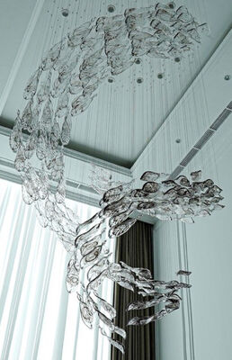 Yaratıcı Otel Lobisi Villa Banket Salonu Mühendislik Kristal Özel Lamba Dekorasyon Spiral Cam Yaprak Aksesuarları