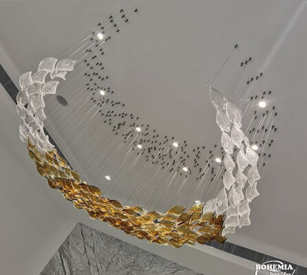 Özel Avrupa tarzı Amber Cam Düşmüş Yapraklar Oturma Odası Estetik Dekoratif Tavan Lambaları