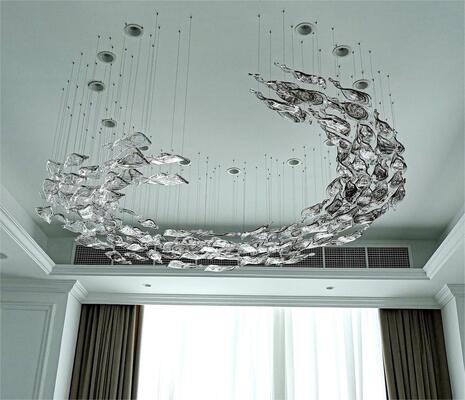 Özel Avizeler Büyük Modern Dekoratif Tavan Aydınlatma Armatürü Cam Kristal Kolye Işık