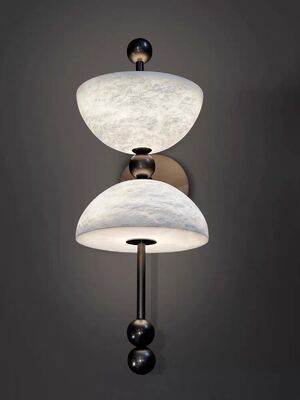 Mermer Yarımküre Duvar Lambası Matt Marmarlar Dekorasyon Otel Villa Restoran Arkaplan Parlak Karpuz Mermer Duvar Işıkları