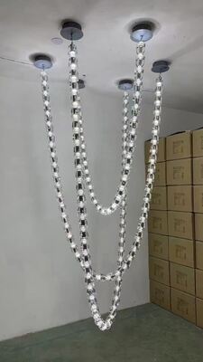 Özel Yapılmış Altın Kristal Şerit Oval Avize Modern Avrupa Ziyafet Dekorasyon Mühendislik Işığı