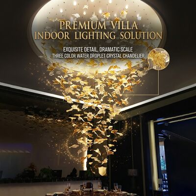 Üç Renkli Su Damlacık Avize Kristal Kolye Işık AC220V basmalı düğme anahtarı Ayarlanabilir Yükseklik 50 cm Otel